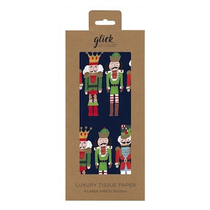 NUTCRACKER Christmas Glick 4 folhas de papel de embrulho de tecido 50 x 75 cm