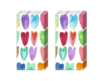 Rainbow Hearts Tissues 2 packs of 10 IHR Tissues 4 ply 20 cm square