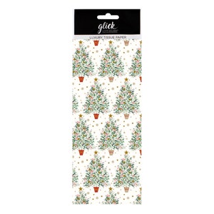 Carta da regalo velina color crema, abete rosso, albero di Natale Glick, 4 fogli 50 x 75 cm piegati in un pacco
