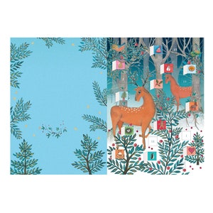 Hert Advent Adventskalenderkaart met envelop 170 x 120 mm Roger la Borde 24 kleine deurtjes om te openen