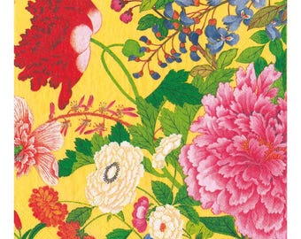 Obfitość kwiatów Żółte serwetki papierowe Caspari 40 cm kwadratowe 3-warstwowe serwetki obiadowe