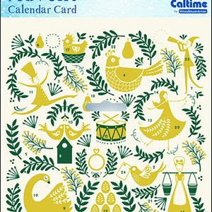 12 dagen kerstadventskalenderkaart 160 x 160 mm Caltime met envelop met envelop met envelop en 24 deurtjes om te openen
