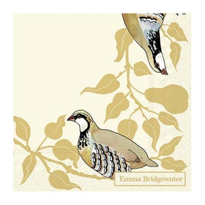 Emma Bridgewater Pernice in un albero di pere Crema Natale IHR Tovagliolo di carta per cocktail 25 cm