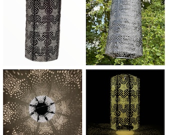 Solar Lantern with rechargeable battery - 1 x Cylinder D18 x H33cm  Black Starfish