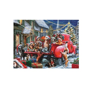 Santa Dogs Kersthonden Medici Adventskaart 151 x 203 mm met envelop en 24 kleine deurtjes om te openen