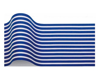 Auvent Stripe Bleu Blanc Rayure Papier Cadeau de Soie Satinwrap 5 feuilles 50 x 75 cm pliées en paquet