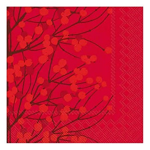 Marimekko LUMIMARJA Red Berries Christmas Paper Table Napkins 33 cm square 3 ply lunch napkins