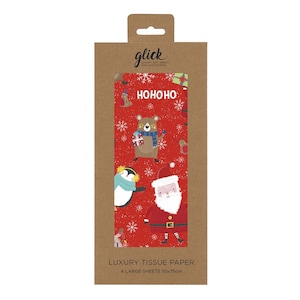 HOHOHO Christmas Glick 4 fogli di carta velina da regalo 50 x 75 cm