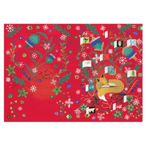Red Fox Advent Adventskalenderkaart met envelop 170 x 120 mm Roger la Borde 24 kleine deurtjes om te openen