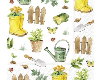 Serviettes de table en papier Gardening Cocktail IHR, 25 cm (10 po.) carrés, 3 épaisseurs