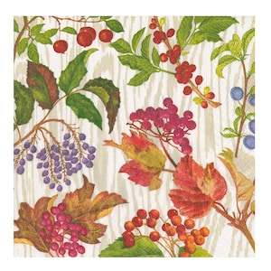 Tovaglioli da tavola in carta Caspari autunno botanico Berry color tortora Tovaglioli da tavola quadrati a 3 veli da 40 cm