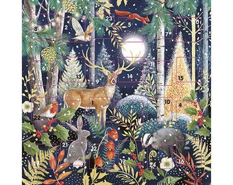 Animal Forest Magical Woodland Advent Calendar Card 159 x 159 mm white envelope