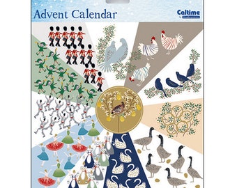 Calendario de Adviento de 12 días de Navidad 23 x 33 cm Caltime con 24 puertas para abrir en la cuenta atrás para Navidad