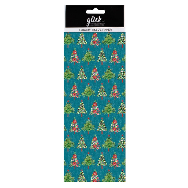 Lit Trees Christmas Trees Glick Tissue Wrapping Paper 4 sheets 50 x 75 cm folded into a pack