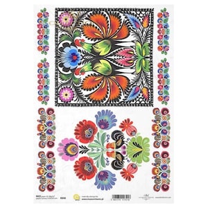 Folk bloemmotieven rijstpapier ITD A4 rijstpapier moerbeipapier voor decoupage 210 x 297 mm gratis post in VK