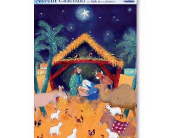 Dreamy Nativity in Stable Religious Advent Calendar 24 x 35 cm Caltime with 24 doors to open on the countdown to Christmas