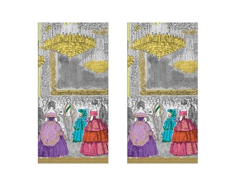 The Devonshire Ball Dancing Pocket Tissues 2 packs of 10 Caspari Tissues 4 ply 20 cm square