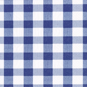 Tovaglioli da tavola in carta a quadretti blu Caspari, quadrati da 33 cm, a 3 veli