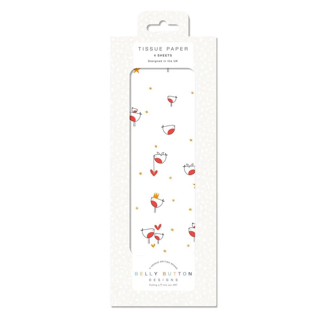 Robins Christmas Belly Button Tissue Wrapping Paper 4 Sheets 50 X 75 Cm ...