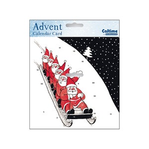 Sledging Santa Adventskalenderkaart 160 x 160 mm Caltime met envelop met envelop met envelop en 24 kleine deurtjes om te openen
