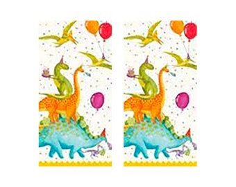 Partysaurus Dinosaur Tissues 2 packs of 10 Caspari Tissues 4 ply 20 cm square