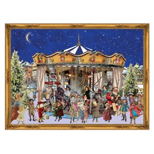 Victorian Festive Carousel Richard Sellmer 355 x 265mm Glitter & Translucent Windows Traditional German Advent Calendar