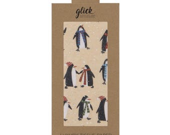 PENGUINS KRAFT Christmas Glick 4 sheets tissue wrapping paper 50 x 75 cm