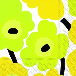 Marimekko UNIKKO Yellow Flowers Paper Table Napkins 33 cm square 3 ply lunch napkins