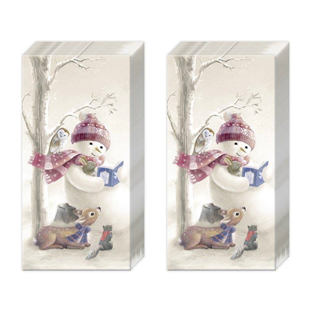 Weihnachtliche Taschentücher Mit Schneemann-Motiv – 2 Packungen à 10 Stück, 4-lagig, Wiederverschließbar