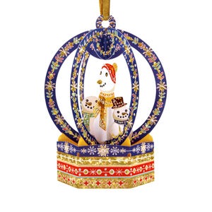 Boule à neige Bonhommes de neige 18 x 15 x 4 cm - Décoration de carte de Noël pop-up 3D boules Santoro