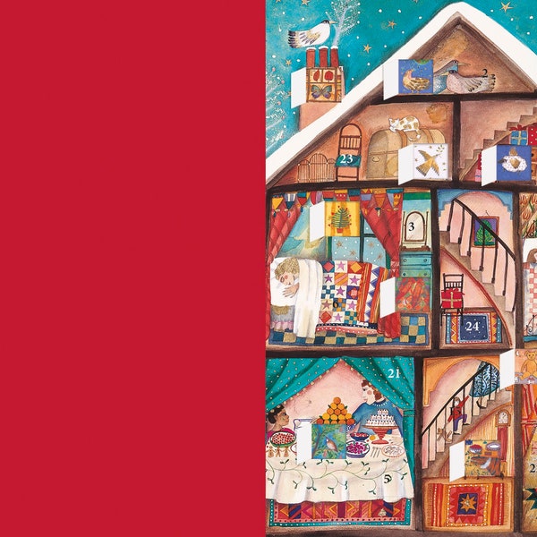 House Advent Calendar Card with envelope 170 x 120mm Roger la Borde 24 little doors to open