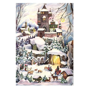 Tower on Hill with Animals Richard Sellmer 297 x 210 (A4) Glitter & Translucent Windows Traditional German Advent Calendar