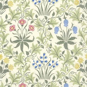 Tovaglioli di carta da tavola William Morris V&A IHR, tovaglioli da pranzo quadrati a 3 veli, 33 cm, Celandine Green