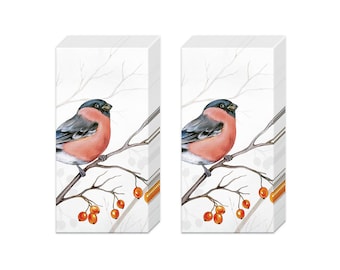 Dreaming Winter Bird Christmas Novelty Tissues 2 packs of 10 IHR Tissues 4 ply 20 cm square