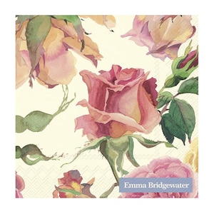 Emma Bridgewater Rosa rosor Krämfärgade pappersservetter 25 cm 20-pack
