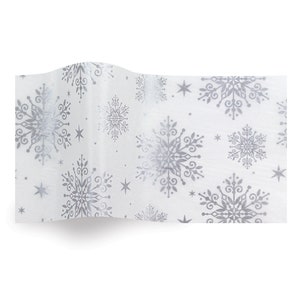 Classy Flakes Fiocco di neve Argento Carta da regalo natalizia Satinwrap 5 fogli 50 x 75 cm piegati in un pacchetto