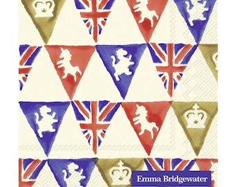 Emma Bridgewater Unions Jack Bunting Cream Cocktail Serviettes de table en papier IHR 25 cm (10 po. carré) 3 épaisseurs