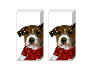 Archie Dog Terrier Christmas Pocket Novelty Tissues 2 packs of 10 IHR Tissues 4 ply 20 cm square