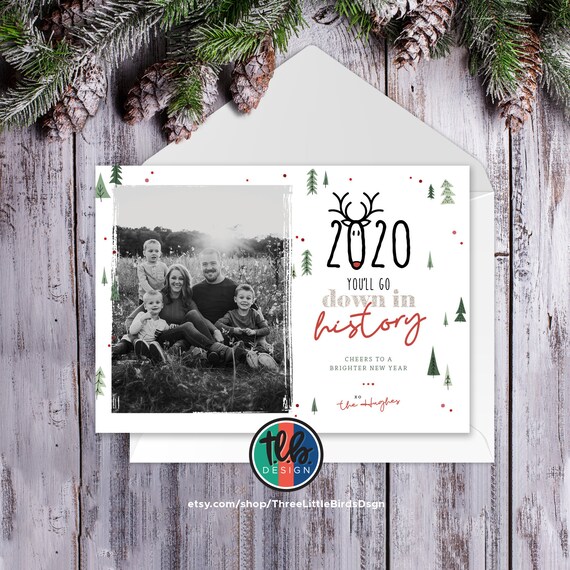 funny 2020 Christmas card you'll go down in history photo Christmas Card playful holiday card special 2020 Christmas card with rudolph Il_570xn