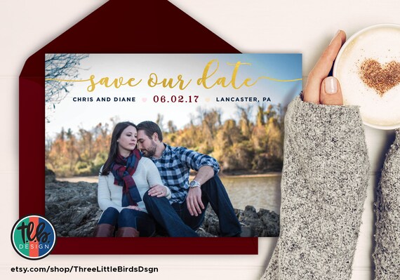 navy bordeaux and gold save the date photo card wedding save the date card photo save the date modern chic wedding gold save the date Il_570xn