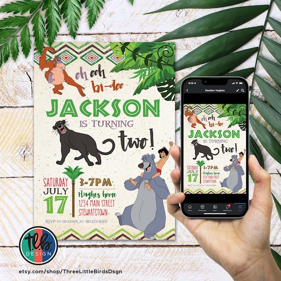 The Jungle Book Birthday Invitation Classic Jungle Book Invite Mowgli Baloo birthday invite jungle birthday invitation Personalized Digital Il_570xn