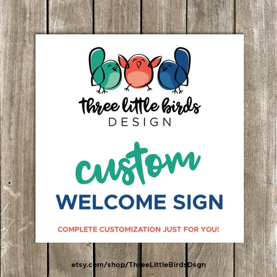digital Three Little Birds Design - add a custom created welcome sign to coordinate with any design in my shop Il_570xn
