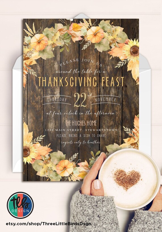 digital Friendsgiving invitation friendsThanksgiving dinner invite pumpkins and sunflowers thanksgiving invite for Friendsgiving Feast Il_570xn