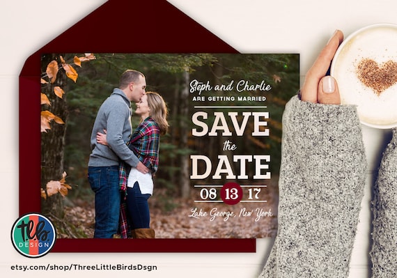 photo save the date card wedding save the date photo card champagne and bordeaux champagne and burgandy blush and bordeaux modern chic Il_570xn