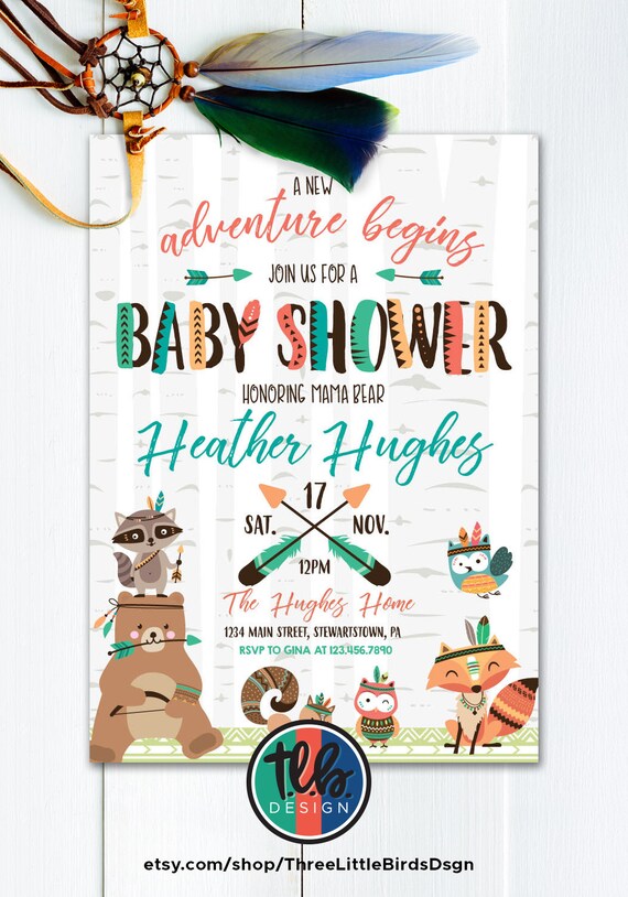 etsy baby shower invitations woodland