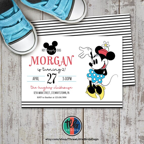 Classic Minnie Mouse birthday invite, Minnie Mouse Birthday Invitation for any age Minnie Mouse Invite, Vintage Minnie Invites Personalized Il_570xn