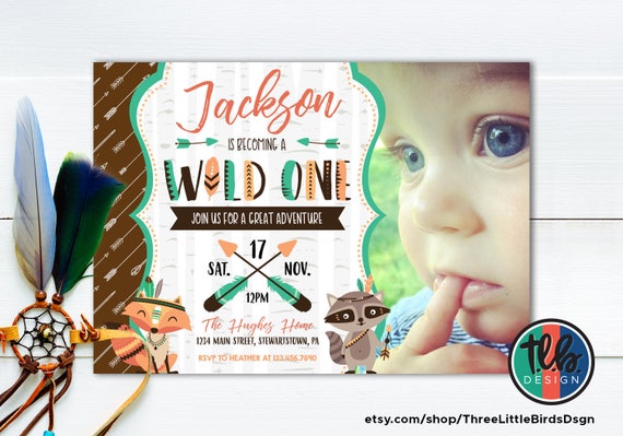 wild one invite wild one birthday invitation tribal birthday woodland invitation woodland birthday woodland animals tribal wild one boy Il_570xn
