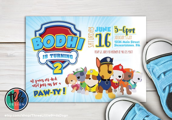 Paw Patrol Invitation, Paw Patrol Birthday Party, Paw Patrol Birthday Invitation, Personalized, Chase Invite, Paw Patrol Digital File Il_570xn