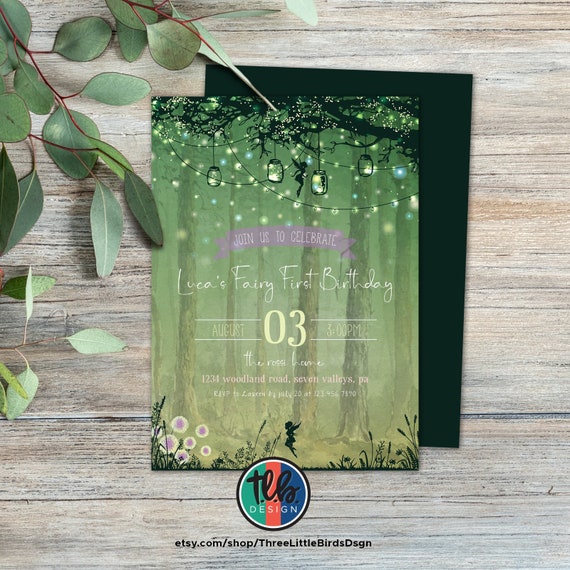 Fairy Birthday Invitation Magical Garden Fairy Birthday Party Invite Woodland Fairy first Birthday Invite Enchanted Forest Fairy Invitation Il_570xn