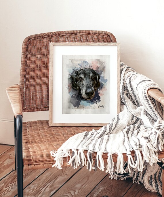 Digital Dog Portrait Custom, Dog Watercolor Painting, Dog Portrait from